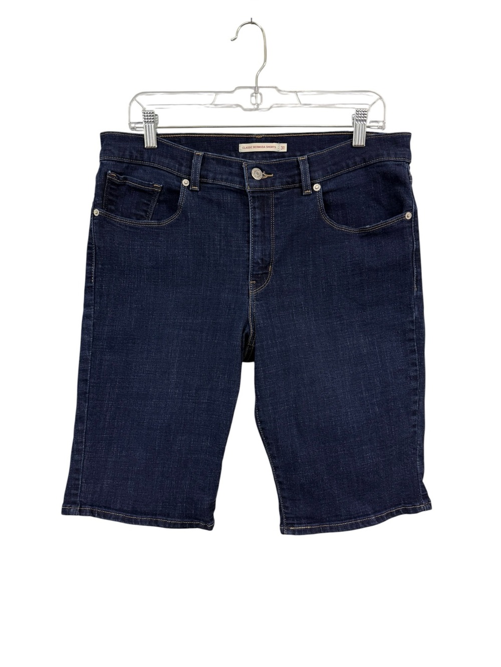 Levi's Women's 31 Classic Bermuda Jean Shorts Denim Blue Stretchy Pockets